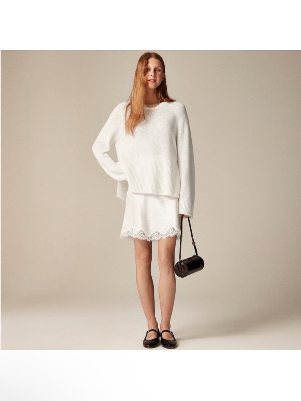 J. Crew Ivory High Rib Pullover Sweater Alpaca Wool Blend CG797 Size XXL